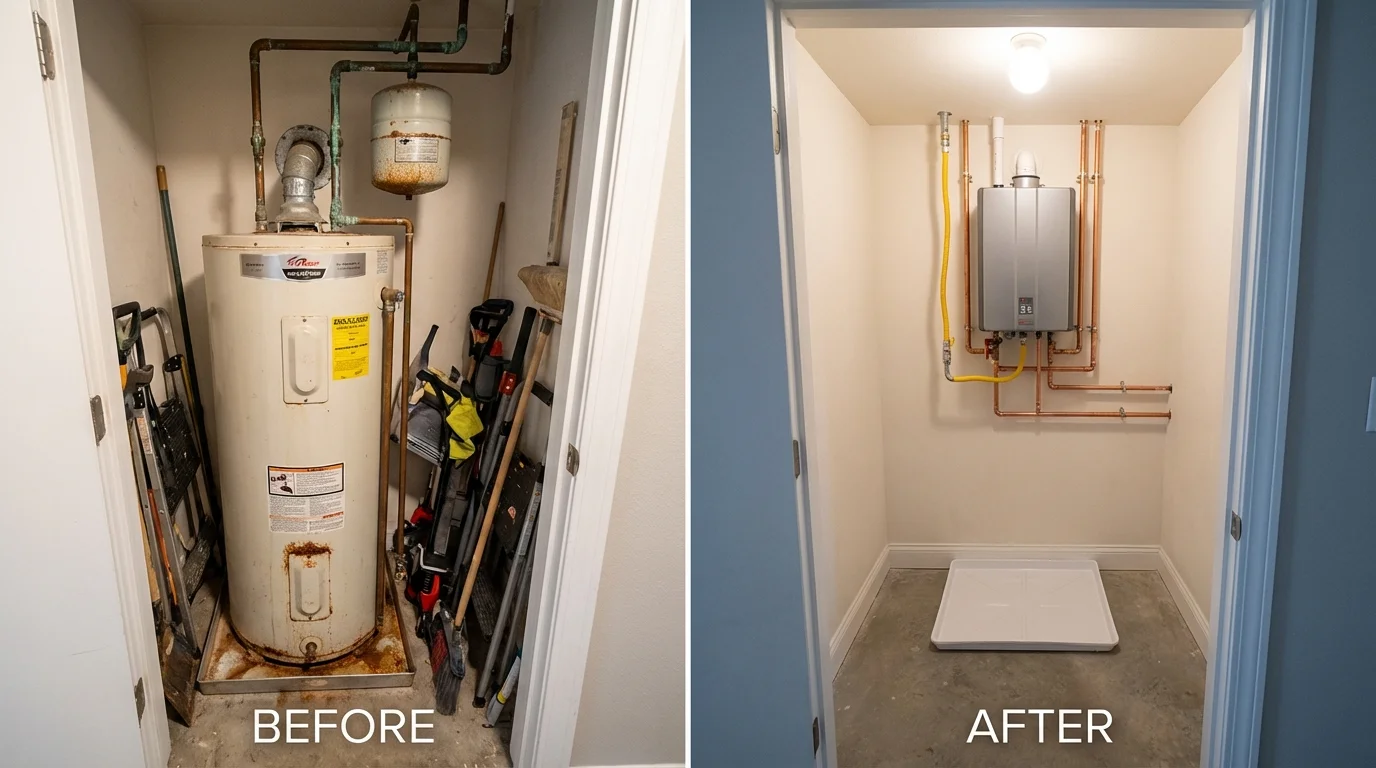 Tank water heater versus wall-mounted tankless unit comparison for Laredo, TX homeowners