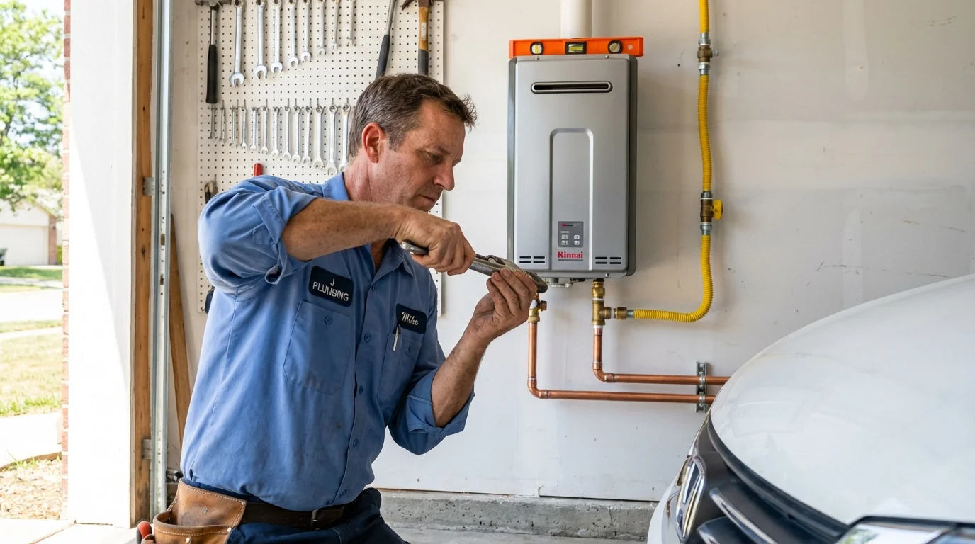 Tankless water heater installation by a Johns Plumbing LLC plumber in Laredo