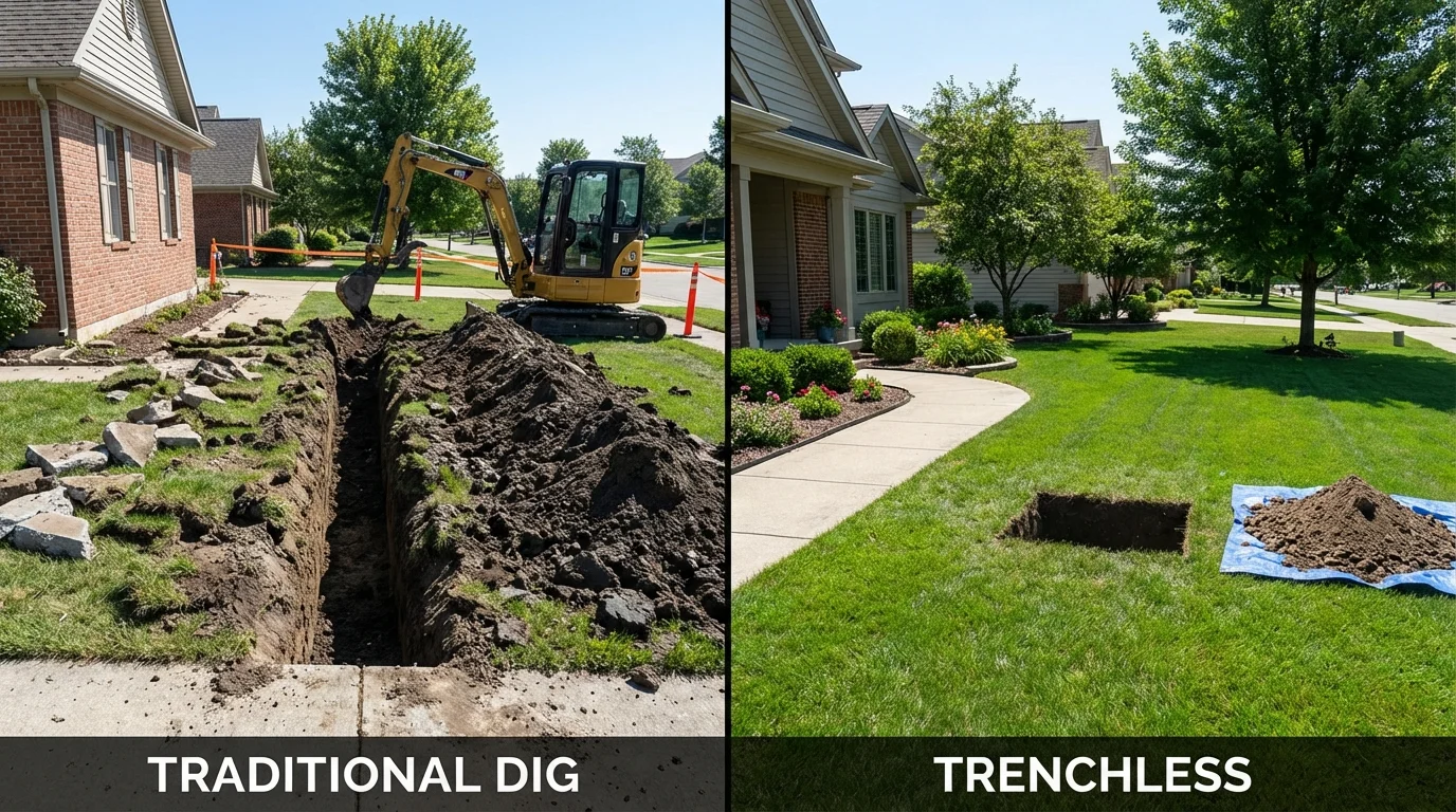 Trenchless sewer repair with minimal yard damage versus traditional excavation in Laredo, TX